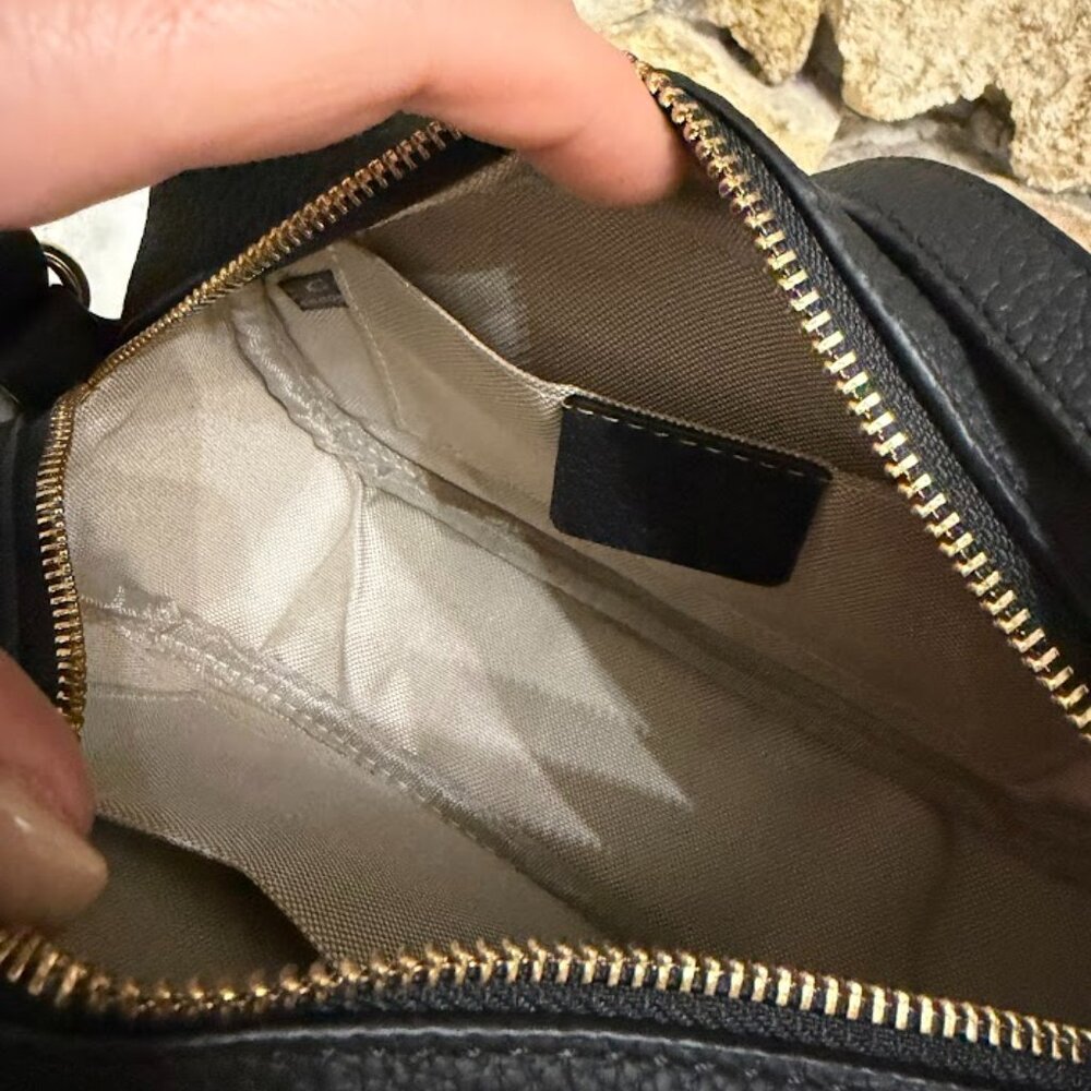 Textured Black Crossbody Camera Bag with Tassel Accent - Picture 6 of 9